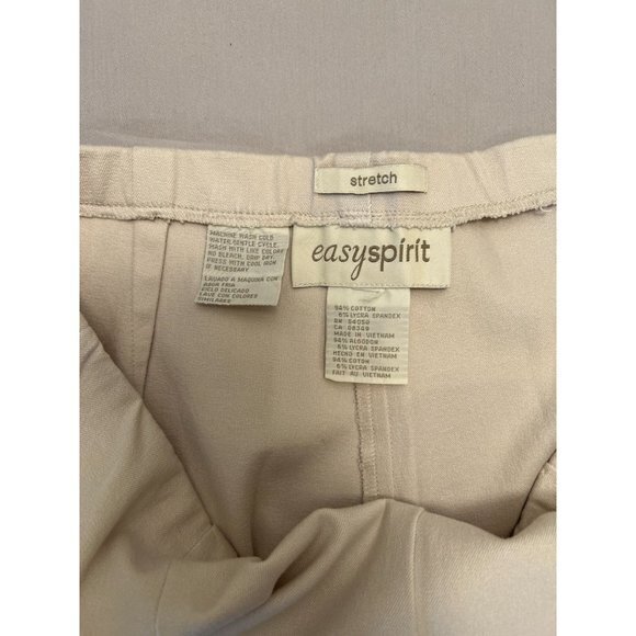 Womens Easy Spirit Stretch Pull On Beige Tan Cream Cotton Pants Size Zip Button - Picture 6 of 10